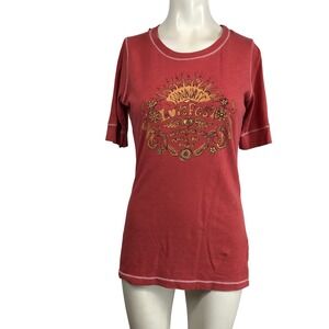 Lucky Tees Love Fest Peace Music Guitar Sunburst Y2K 90's T Shirt Women's Small